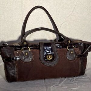 HOBO suede and leather handbag with gold  accents